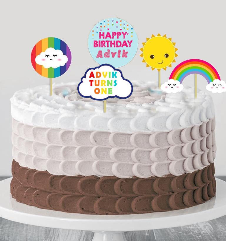 Rainbow Theme Birthday Party Cake Topper /Cake Decoration Kit