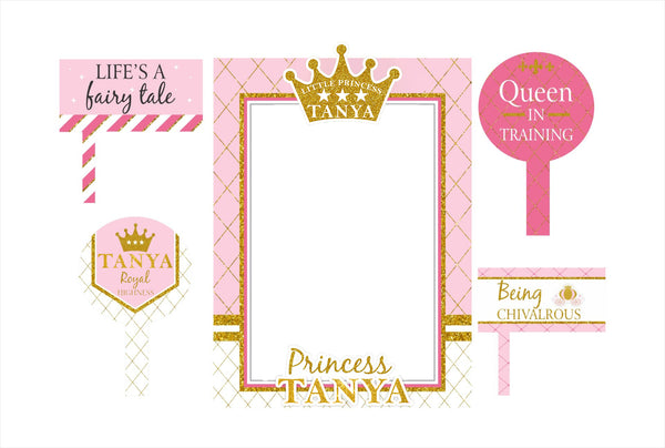 Princess Birthday Party Selfie Photo Booth Frame & Props