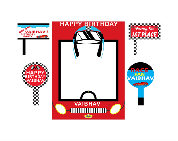 Cars Birthday Party Selfie Photo Booth Frame & Props