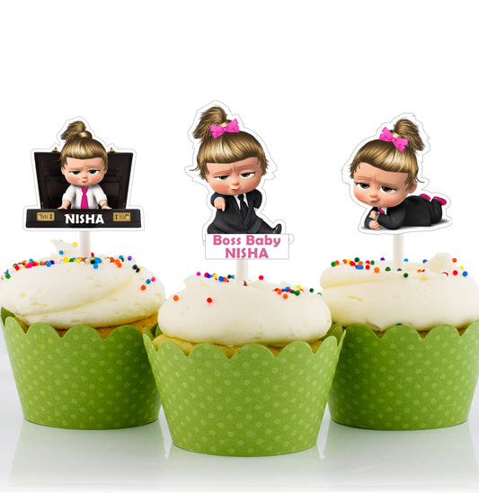 Boss Baby Girl Theme Birthday Party Cupcake Toppers for Decoration 
