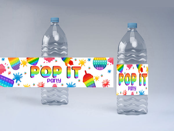 Pop It Theme Water Bottle Labels