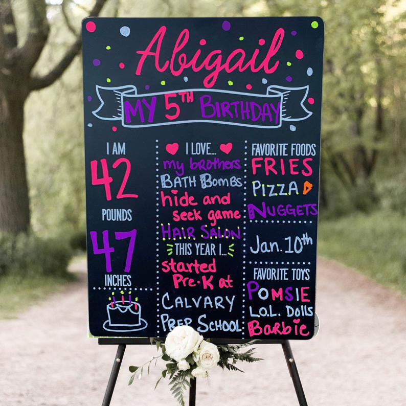 Kids Birthday Party Customized Chalkboard/Milestone Board