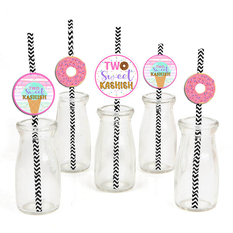 Two Sweet Theme Birthday Party Paper Decorative Straws