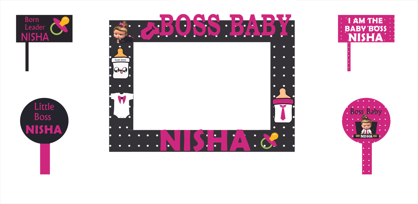 Boss Baby Girl Theme Birthday Party Selfie Photo Booth Frame & Props