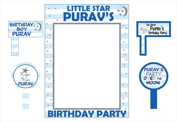 Twinkle Twinkle Little Star Theme Birthday Party Selfie Photo Booth Frame & Props