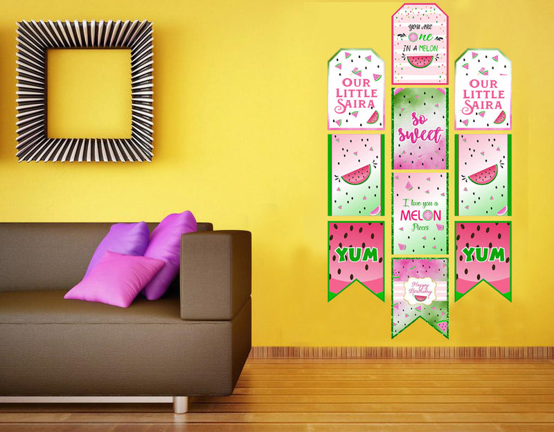 One In A Melon Theme Birthday Paper Door Banner for Wall Decoration 