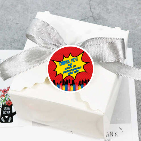 Super Hero Theme Birthday Party Thank You Gift Tags 