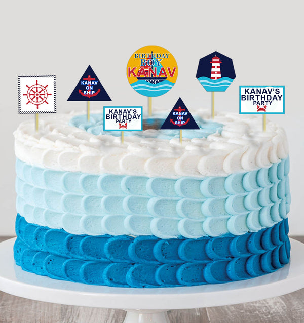 Nautical Ahoy  Theme Birthday Party Cake Topper /Cake Decoration Kit