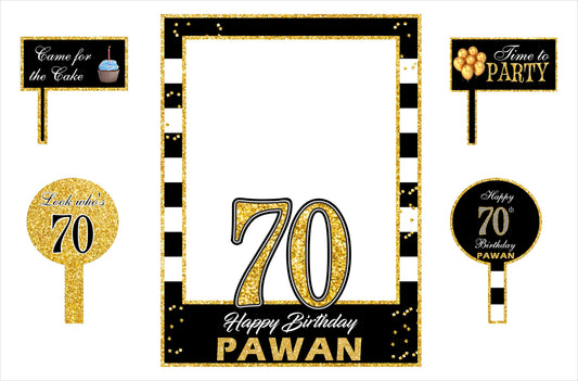 70th Birthday Party Selfie Photo Booth Frame & Props