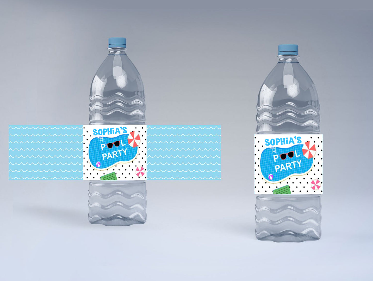 Pool Party Birthday Water Bottle Labels  