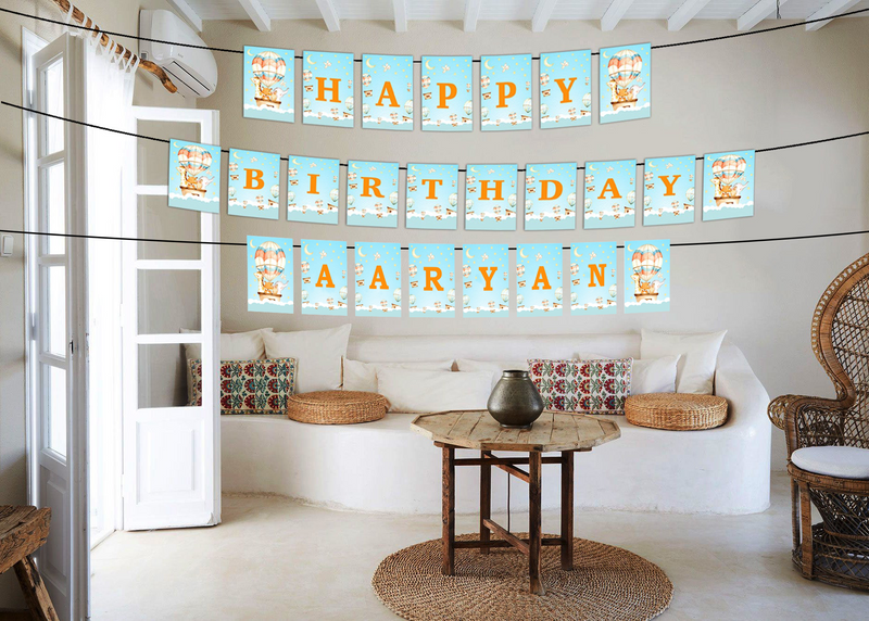Hot Air Theme Birthday Party Banner for Decoration
