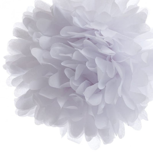 White Pom Pom Flower Decoration For Birthday Parties, Anniversary Party & Baby Shower