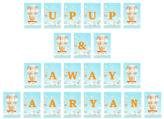 Hot Air Theme Birthday Party Banner for Decoration