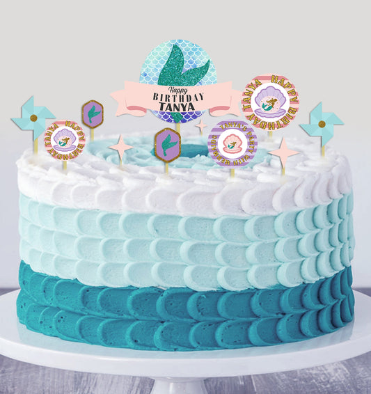 Mermaid Theme Birthday Party Cake Topper /Cake Decoration Kit