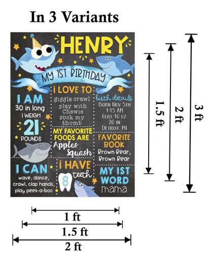 Baby Shark Customized Chalkboard/Milestone Board for Kids Birthday Party