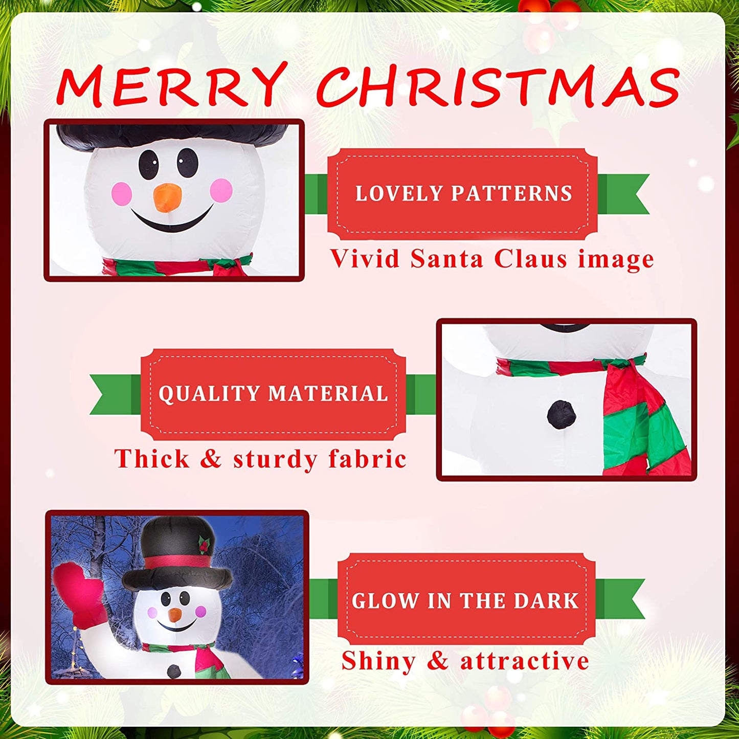 4ft Christmas Inflatables Huge Snowman with Hat Self Inflate Holiday Yard Decoration Outdoor