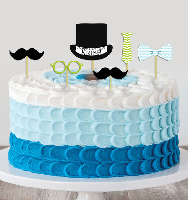 Little Man Theme Cake Topper For Birthday Party