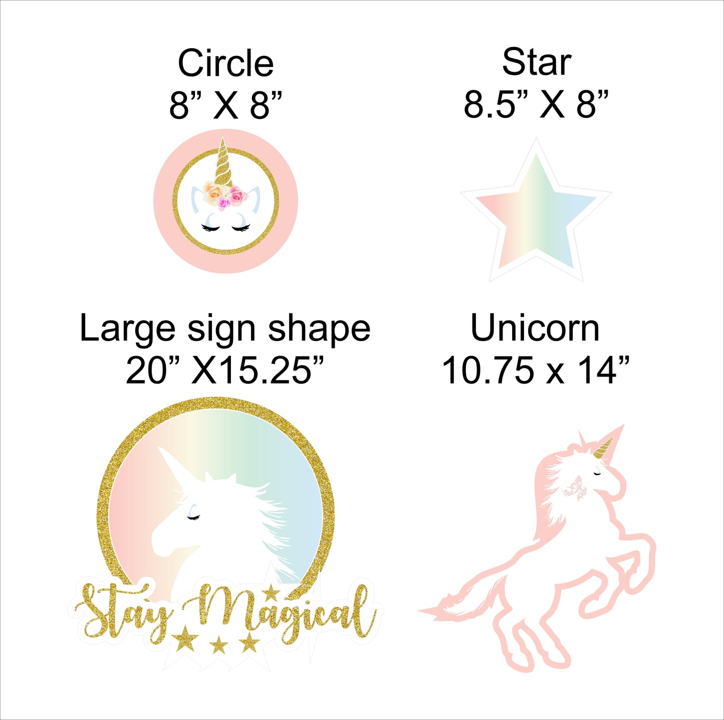 Unicorn Theme Birthday Party Cutouts