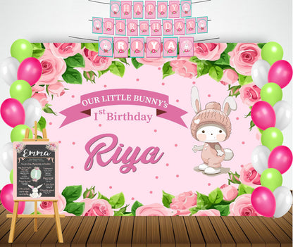 First Birthday Girl Kit Backdrop ,Banner and Chalkboard