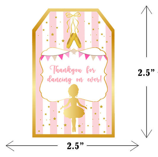 Ballerina Theme Birthday Party Thank You Gift Tags