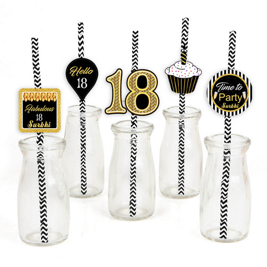 18th Birthday Party Paper Decorative Straws