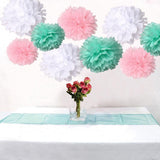 Green , Pink And White Pom Pom Flower Decoration -Girl Baby Welcome, Girls Birthday Party