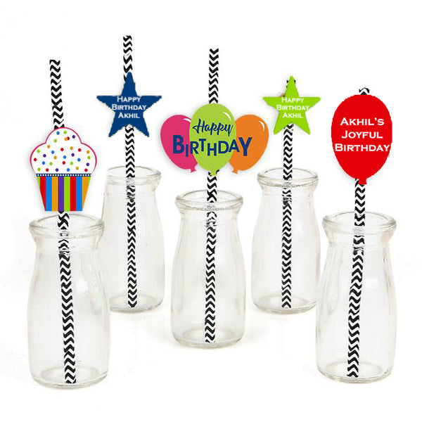 Joyful Theme birthday Paper Decorative Straws