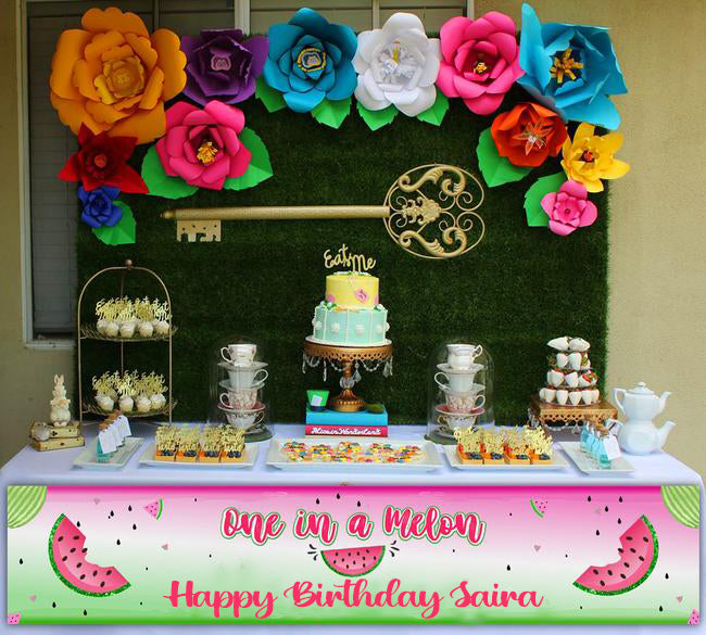 One In A Melon Theme Birthday Long Banner for Decoration