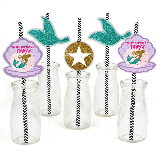 Mermaid Theme Birthday Party Paper Decorative Straws