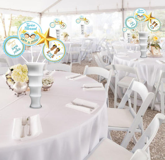 Twin Boys theme Birthday Party Table Toppers for Decoration