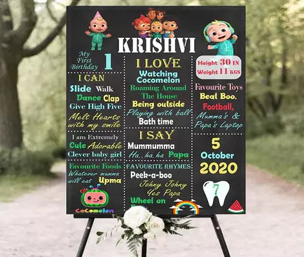 Cocomelon Customized Chalkboard/Milestone Board for Kids Birthday Party