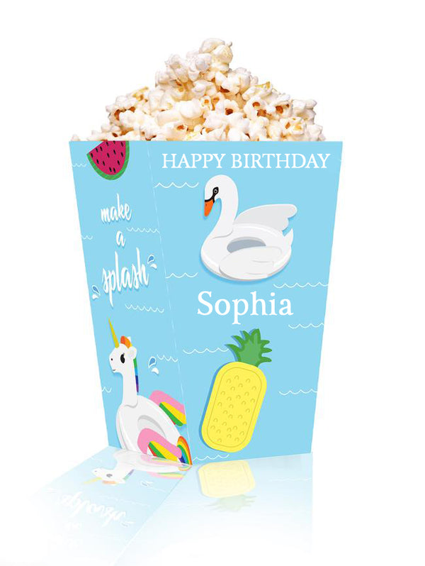 Pool Party Birthday Popcorn Box