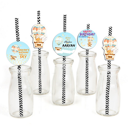 Hot Air Theme Birthday Party Paper Decorative Straws