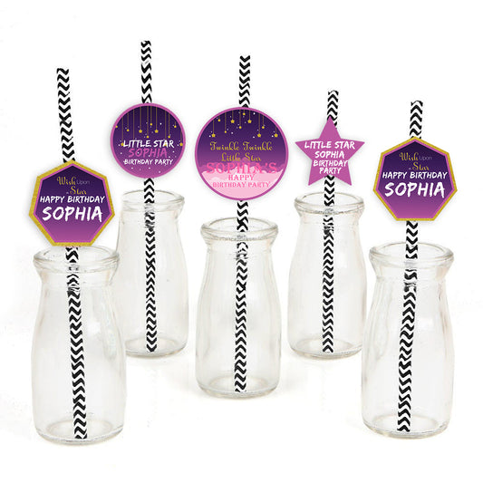 Twinkle Twinkle Little Star Theme Birthday Party Paper Decorative Straws