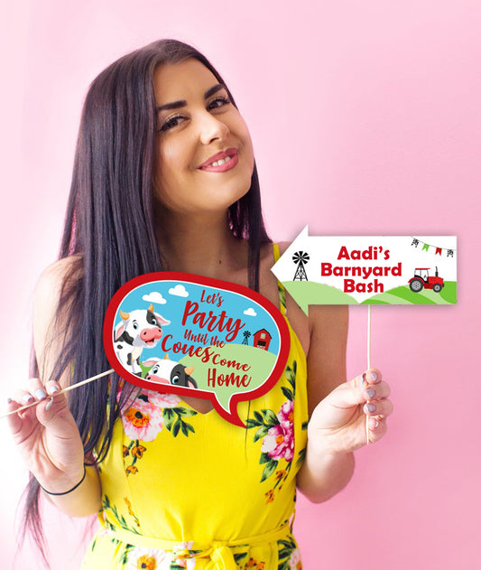 Farm Animal Theme Birthday Party Photo Booth Props Kit