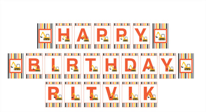 Construction Birthday Party Banner for Decoration