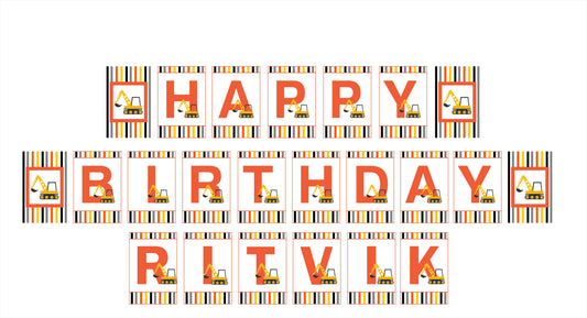 Construction Birthday Party Banner for Decoration