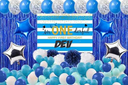 First Birthday Boys Party Decoration Complete Set with Backdrop