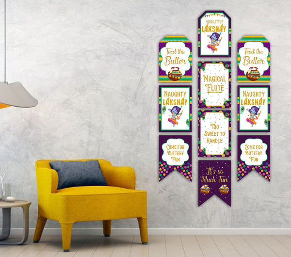 "Little Krishna Theme" - Banner For Wall Decoration, Cake Area, Entrance
