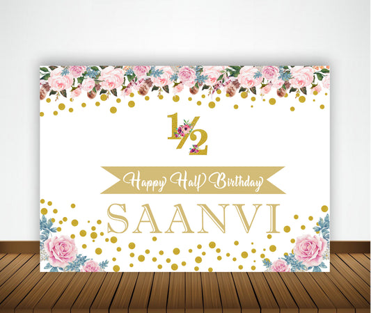 Half Birthday Girls Birthday Party Backdrop