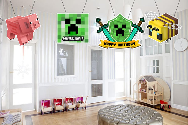 Minecraft Theme Birthday Party Hangings
