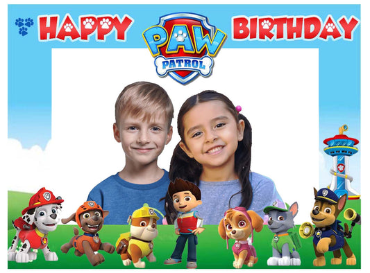 Paw Patrol Theme Birthday Party Selfie Photo Booth Frame