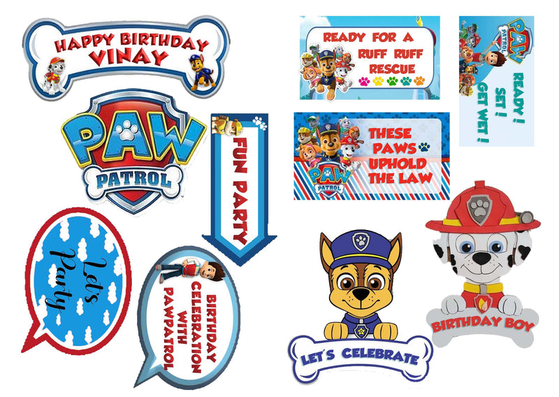 Paw Patrol Theme Birthday Party Photo Booth Props Kit