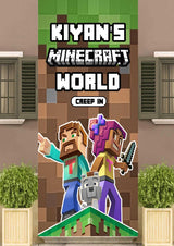 Minecraft Welcome Banner Roll up Standee (with stand)