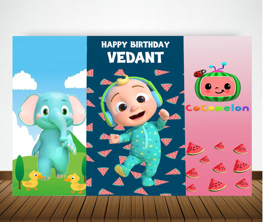 Cocomelon Theme Birthday Party Backdrop
