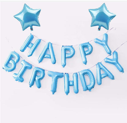 Baby Blue Happy Birthday Balloon Banners , Alphabet Balloons Banner for Boys Birthday Party Decoration Men Teen Boys