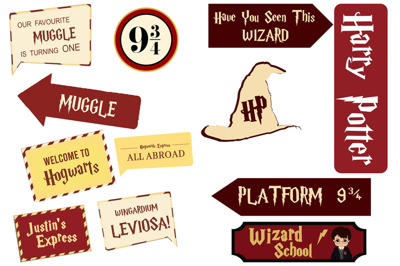 Wizard Photo Booth Props, HP Inspired Birthday Party Photo Booth Props