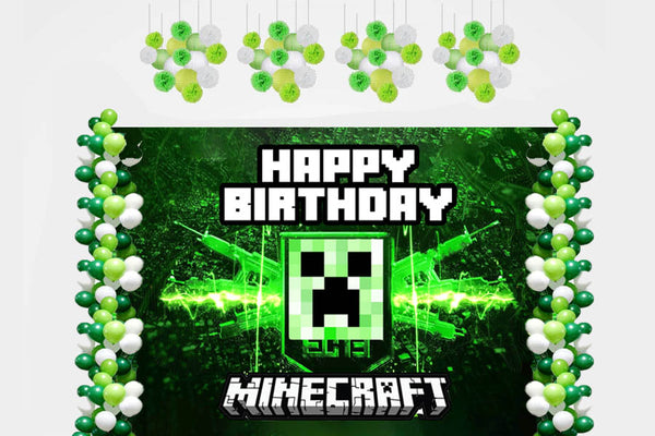 Minecraft Theme Birthday Party Complete Decoration Kit