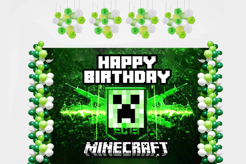 Minecraft Theme Birthday Party Complete Decoration Kit