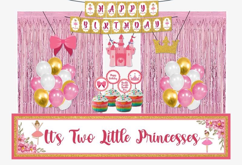 Twin Girls Theme Birthday Party Decoration Kit